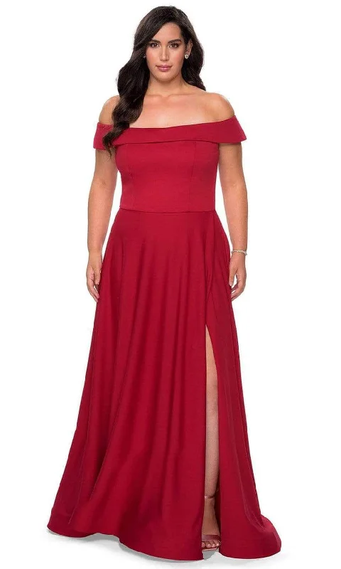 Savings Galore La Femme - Foldover Off Shoulder Evening Gown 29007SC