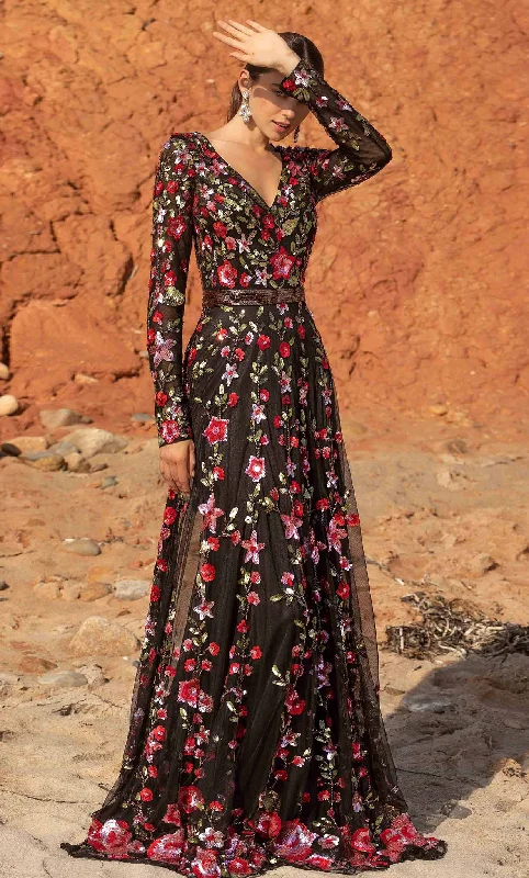 Amazing Deals Primavera Couture 3691 - Floral Sequined Stunning A-line Gown