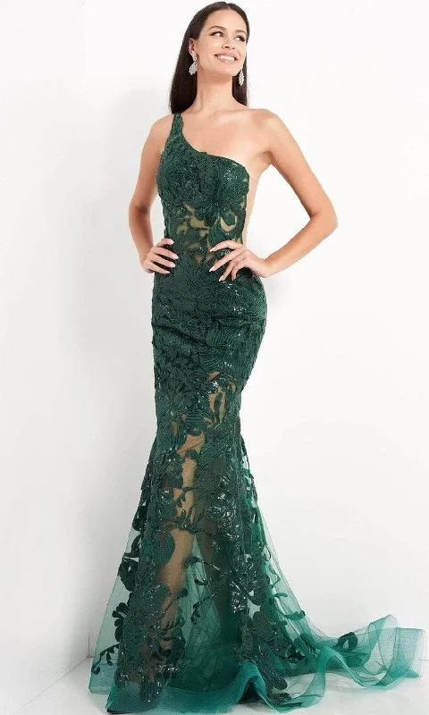 Limited Stock Jovani - Asymmetric Sequin Lace Prom Gown 02895SC