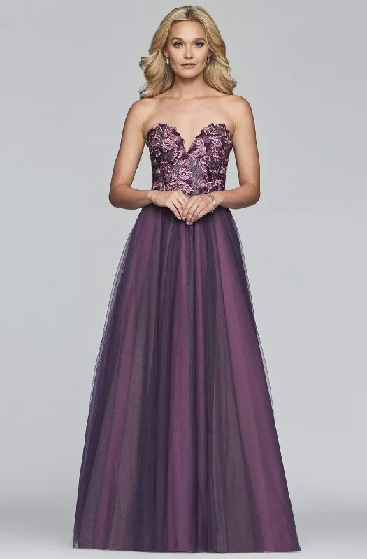 Final Clearance Faviana - Floral Applique Sweetheart A-line Evening Dress s10023