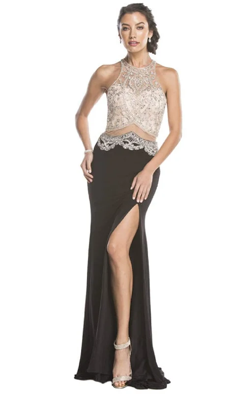 Discount Mania Aspeed Design - Embellished Sheer Fitted Evening Dress