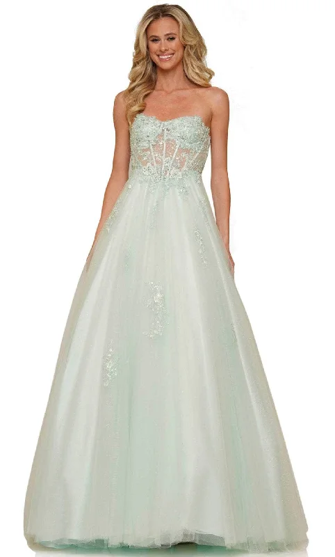 Super Sale Colors Dress 2898 - Strapless A-line Tulle Glittery Gown