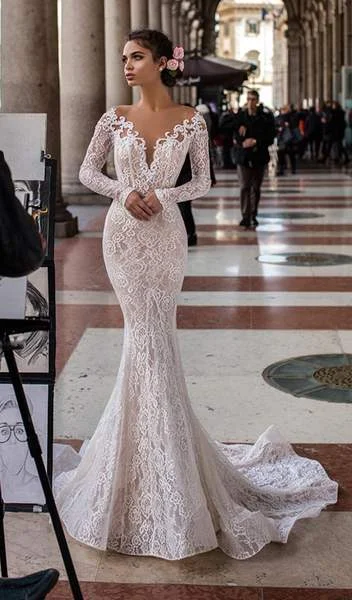 Super Deal Tarik Ediz - Beaded Lace Illusion Off Shoulder Mermaid Gown 93623