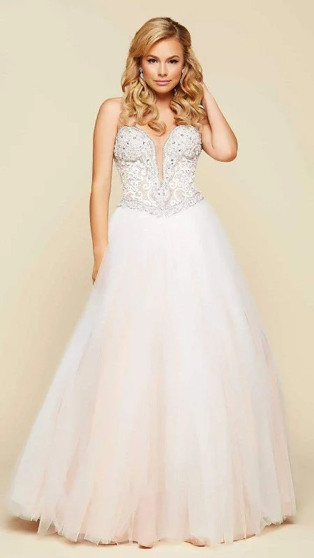 Price Slash Mac Duggal Prom 65357 H Plunging Sweetheart Dress - 1 pc Ivory/Nude in Size 10 Available