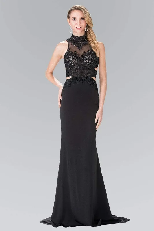 Weekend Deal Elizabeth K - GL2225 Bead Embellished High Neck Sheath Gown