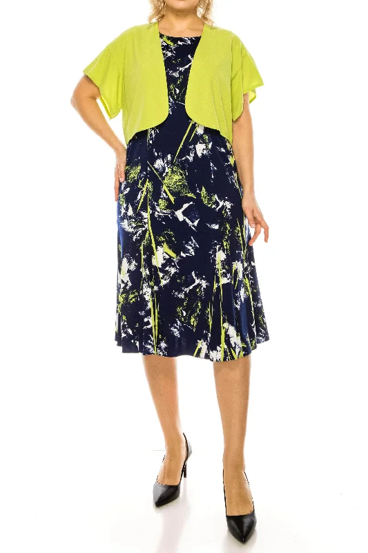 Price Rollback Maya Brooke 28369 - Apple Green Multicolor Print Dress With Jacket