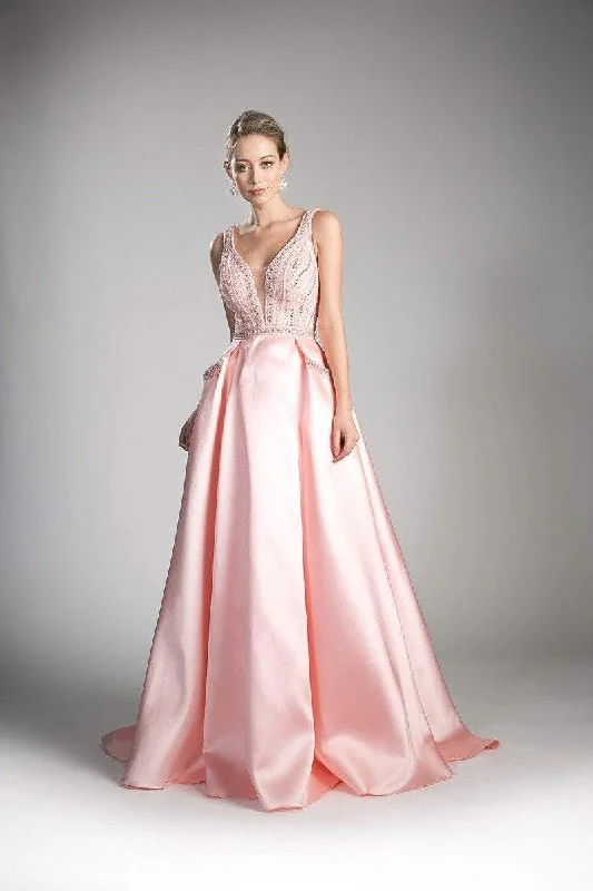 Great Deals Cinderella Divine Sleeveless Beaded Plunging V-Neck Satin Ballgown - 1 pc Blush In Size 8 Available Great Deals Cinderella Divine Sleeveless Beaded Plunging V-Neck Satin Ballgown - 1 pc Blush In Size 8 Available