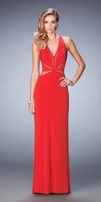 Exclusive Savings La Femme Jersey V-neck Sheath Dress 22276