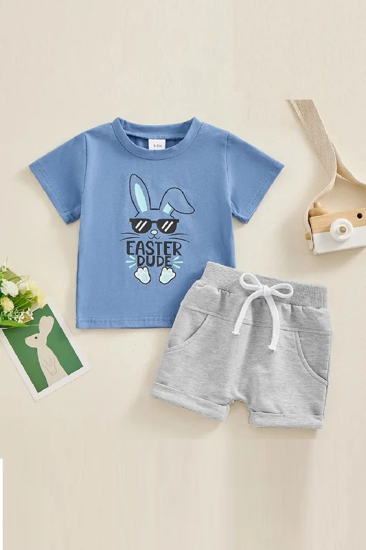 Super Sale Summer Easter Toddler Boys Outfits Bunny Short Sleeve T-Shirt and Elastic Shorts Clothes Set Super Sale Summer Easter Toddler Boys Outfits Bunny Short Sleeve T-Shirt and Elastic Shorts Clothes Set