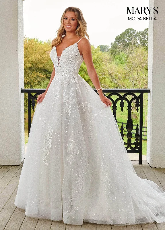 Huge Discounts Mary's Bridal MB2144 - Embroidered Sleeveless Wedding Gown