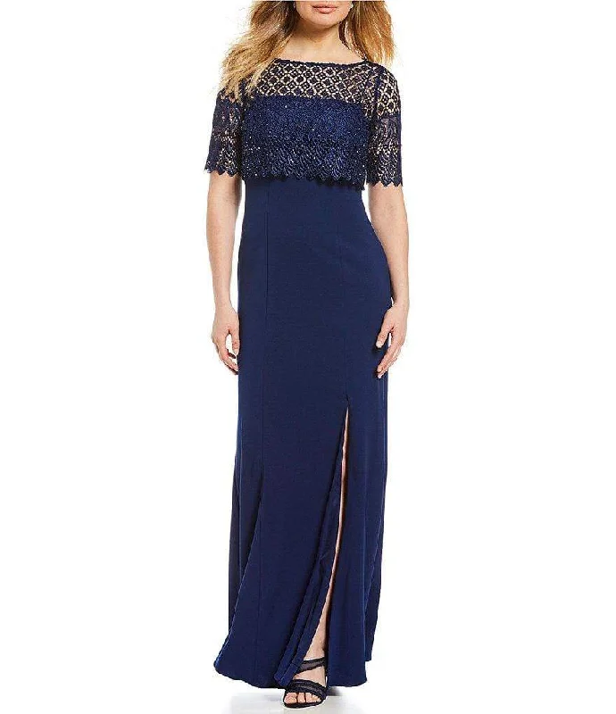 Buy Now Adrianna Papell - AP1E203288 Lace Popover Bateau Evening Dress