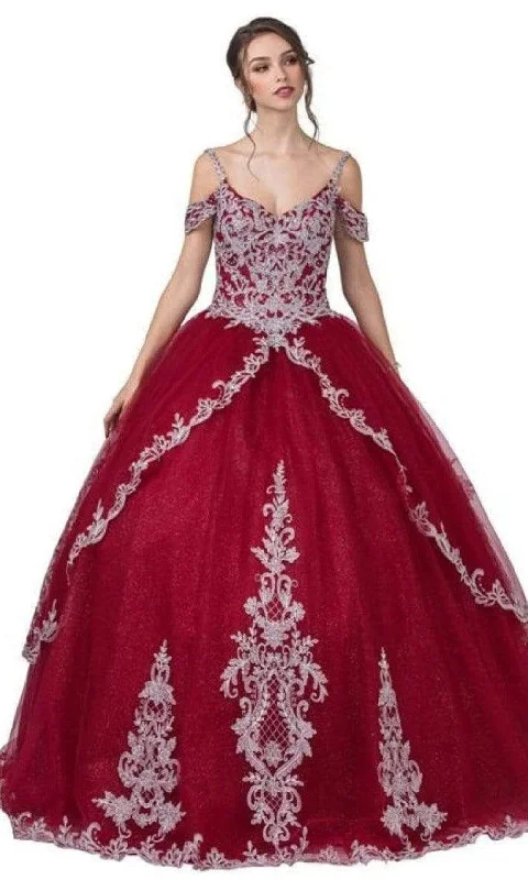 Special Savings Aspeed Design - L2348 Cold Shoulders Basque Ball Gown