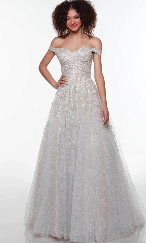 Year-End Sale Alyce Paris 61265 - Off Shoulder Floral Long Dress