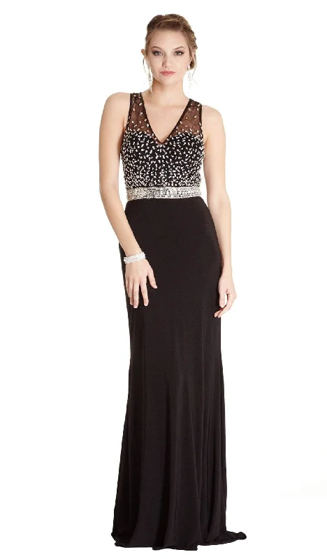 Major Savings Aspeed Design - Glittering Illusion V-neck Sheath Evening Dress