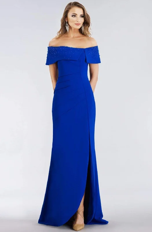 Early Access Gia Franco - 12956 Off-Shoulder Sheath Dress with Slit