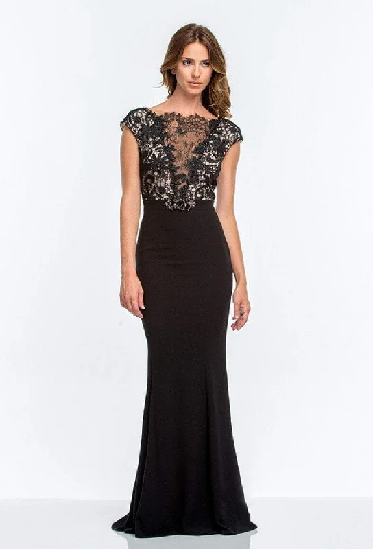 Deal Dash Terani Couture - 151E0444A Lace Overlaid Cap Sleeve Gown