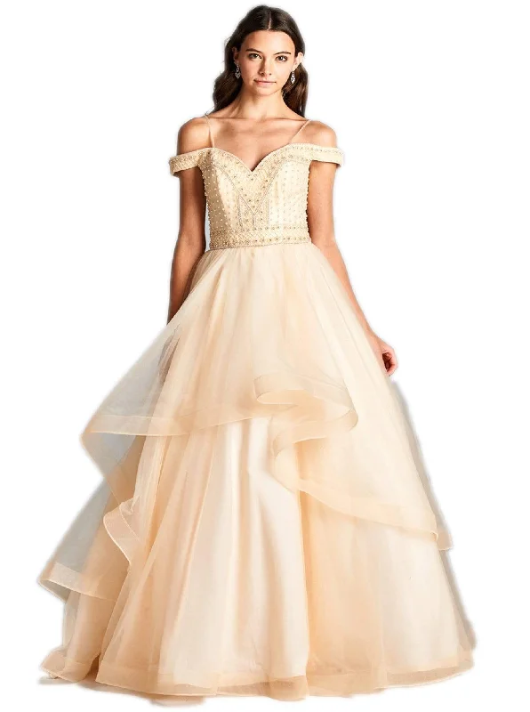 Epic Deals Aspeed Design - Pearl Beaded Off-Shoulder Evening Ballgown