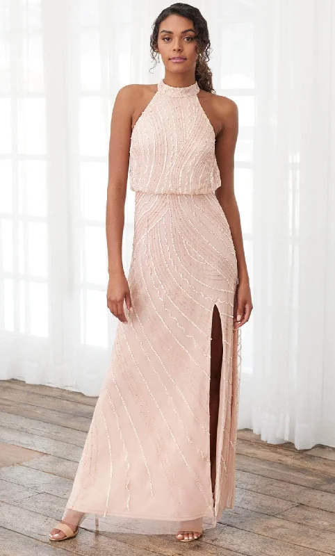 Sneak Peek Sale Adrianna Papell Platinum 40393 - High Halter Blouson Column Dress