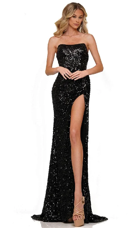 Weekend Deal Colors Dress 2958 - Sequined Strapless Prom Gown