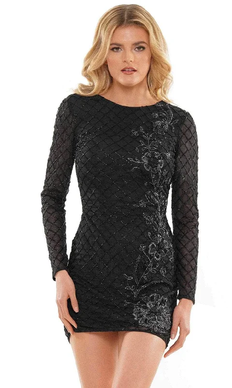 YEAR-End Clearance Colors Dress 2907 - Long Sleeve Jewel Neck Short Dress