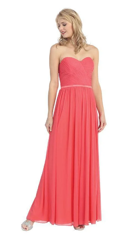 Price Fest Eureka Fashion - 3100 Pleated Sweetheart Chiffon Matte Jersey Dress