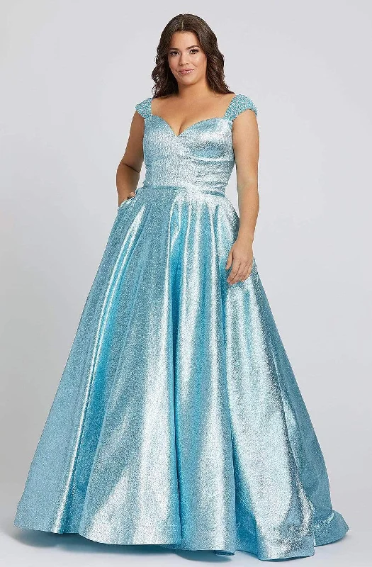 Instant Savings Mac Duggal Fabulouss - 67236F Cap Sleeved Shiny Long Ballgown