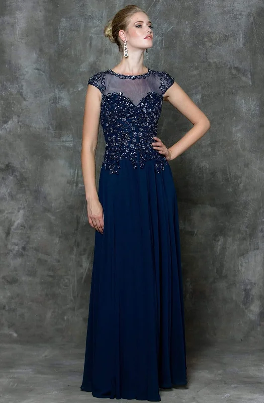 Hot Deal Marsoni by Colors Beaded Illusion A-Line Gown M181 - 1 pc Navy In Size 18 Available Hot Deal Marsoni by Colors Beaded Illusion A-Line Gown M181 - 1 pc Navy In Size 18 Available