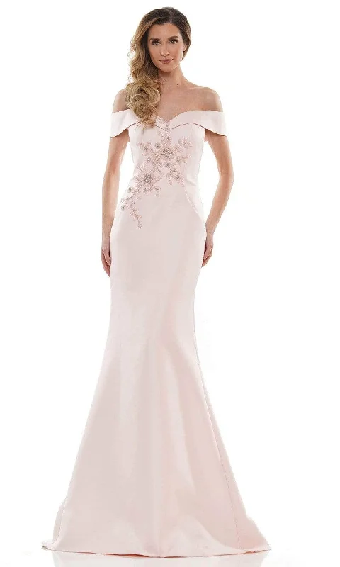 Mega Sale Marsoni by Colors MV1142 - Appliqued Off Shoulder Formal Dress