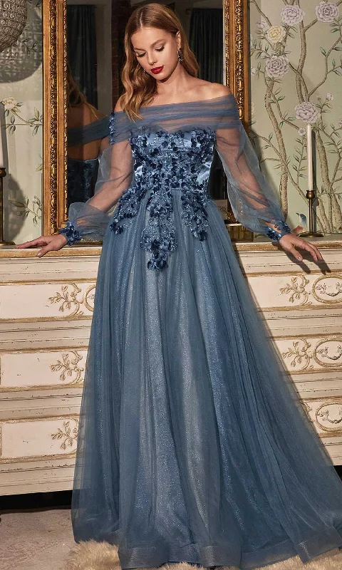 Price Smash Ladivine CD978 - Sweetheart Illusion Sleeve Prom Gown