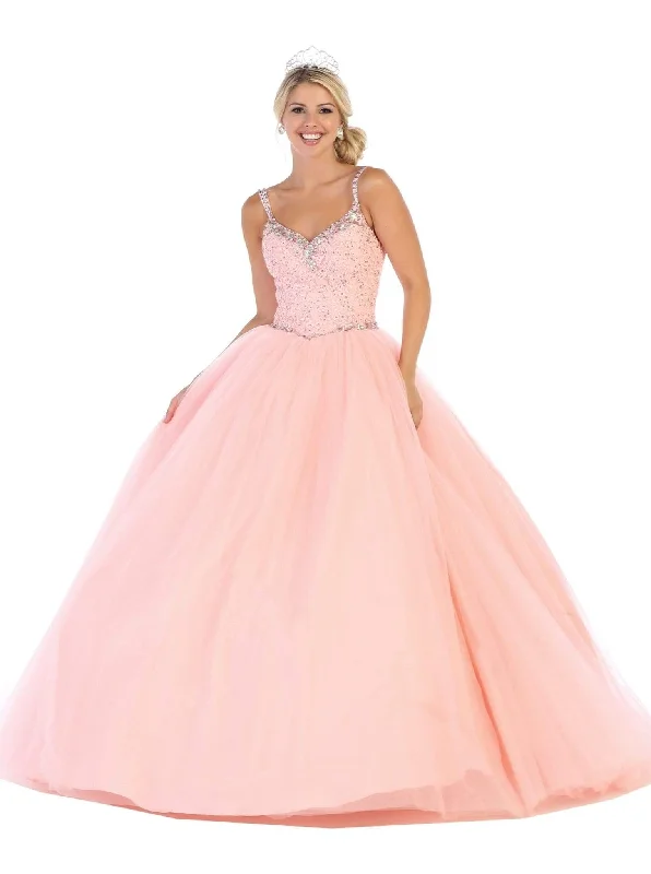 Markdown Madness May Queen - LK106 Embroidered V-neck Ballgown