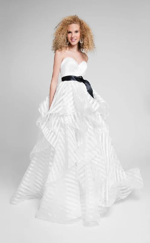Factory Direct Sale Terani Couture - 1711P2246 Sheer Striped Sweetheart Ballgown - 1 pc Black White In Size 0 Available Factory Direct Sale Terani Couture - 1711P2246 Sheer Striped Sweetheart Ballgown - 1 pc Black White In Size 0 Available