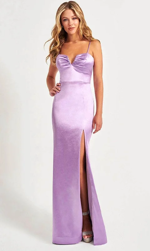 Savings Galore Faviana 11025 - V-Neck Satin Prom Gown