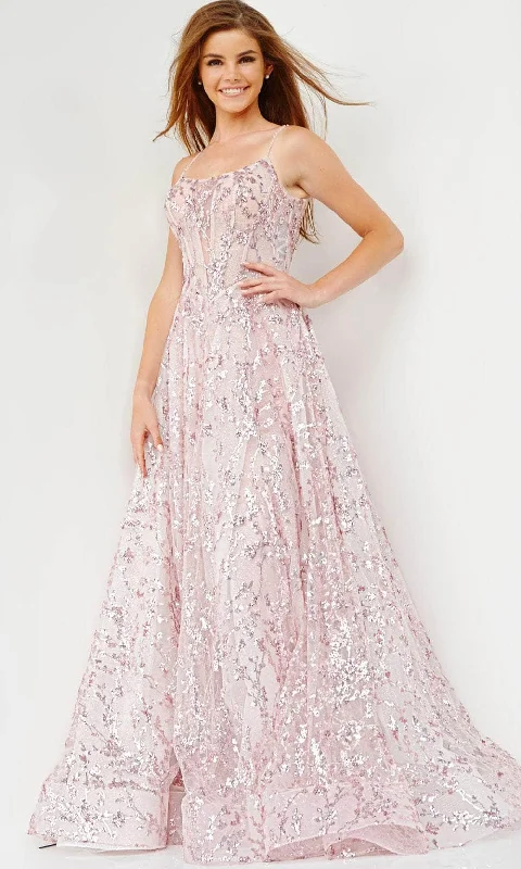 Referral Discount JVN by Jovani JVN22356 - Scoop Neck Sequin Prom Gown