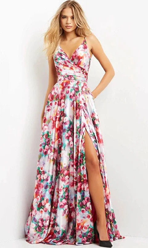 New Markdowns Jovani 09029 - Sleeveless Low-cut V-neck Long Dress