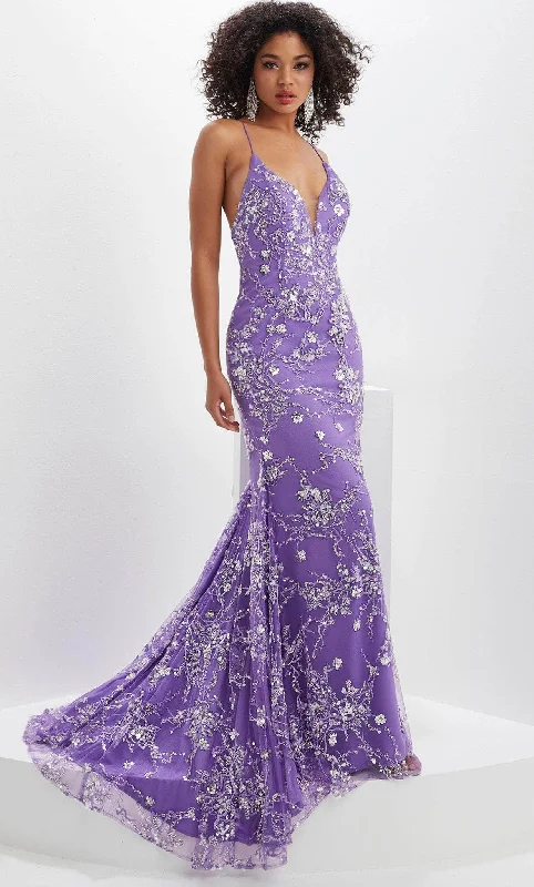 Year-End Sale Panoply 14127 - Lace Up Sequin Evening Gown
