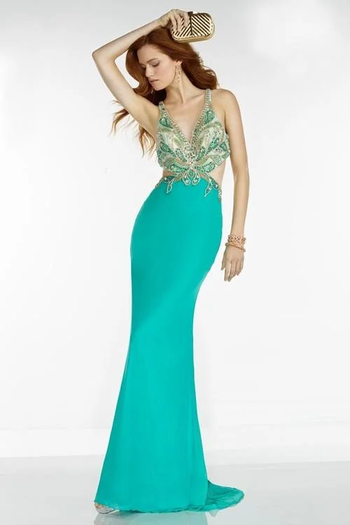 Amazing Deals Alyce Paris V-neck Embellished Sheath Gown 6524