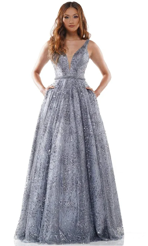 Super Bargain Colors Dress - G942 V-Neck Glittering Ballgown