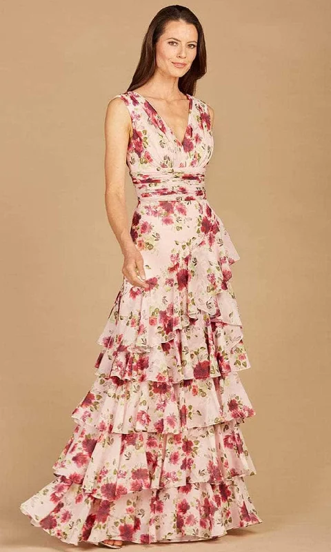 Discount Deals Lara Dresses 29249 - Sleeveless V-Neck Printed Long Dress