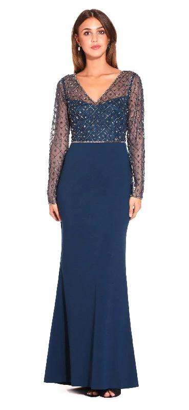 Price Meltdown Adrianna Papell - Embellished V-Neck Evening Dress AP1E203730 - 1 pc Deep Blue In Size 4 Available Price Meltdown Adrianna Papell - Embellished V-Neck Evening Dress AP1E203730 - 1 pc Deep Blue In Size 4 Available
