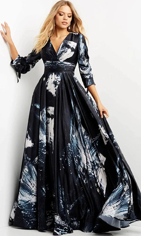 Exclusive Preview Jovani 08583 - Satin Print Evening Dress