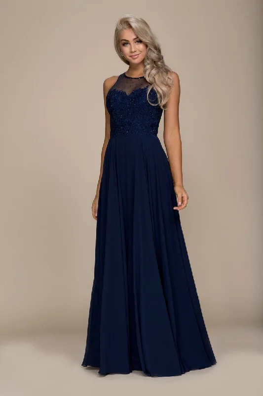 Overstock Nox Anabel Jeweled Lace Bodice Chiffon A-Line Evening Dress - 1 pc Navy Blue In Size L Available Overstock Nox Anabel Jeweled Lace Bodice Chiffon A-Line Evening Dress - 1 pc Navy Blue In Size L Available