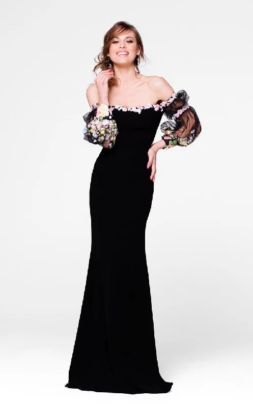 Limited Availability Tarik Ediz 50001 Off-Shoulder Floral Trimmed Gown - 1 pc Cream in Size 6 Available Limited Availability Tarik Ediz 50001 Off-Shoulder Floral Trimmed Gown - 1 pc Cream in Size 6 Available