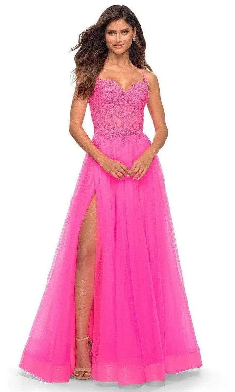 Savings Event La Femme - Embroidered Tulle Prom Gown 30755SC - 1 pc Neon Pink In Size 6 Available Savings Event La Femme - Embroidered Tulle Prom Gown 30755SC - 1 pc Neon Pink In Size 6 Available