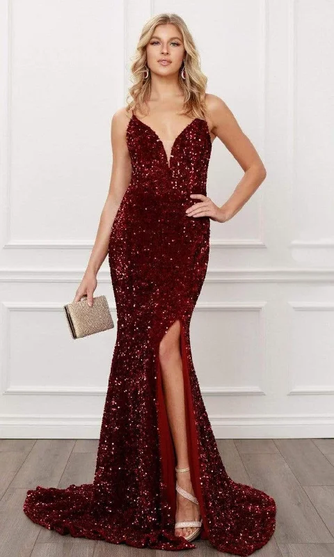 Mega Sale Nox Anabel - R433 Sequined Cut Out Back Long Dress