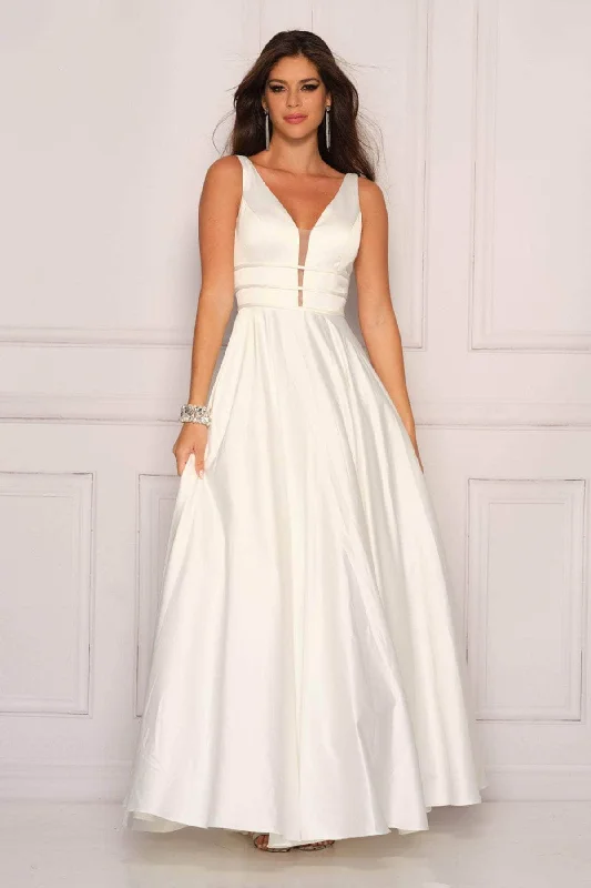 Special Price Dave & Johnny 10971 - Midriff Embellished V-Neck Bridal Gown