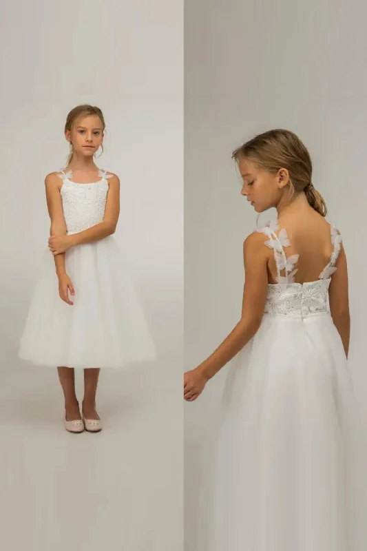 Crazy Savings Butterfly Girls Dresses Lovely Square Neck Appliqued Lace Tea Length Girls Pageant Dress Kids Wear Crazy Savings Butterfly Girls Dresses Lovely Square Neck Appliqued Lace Tea Length Girls Pageant Dress Kids Wear
