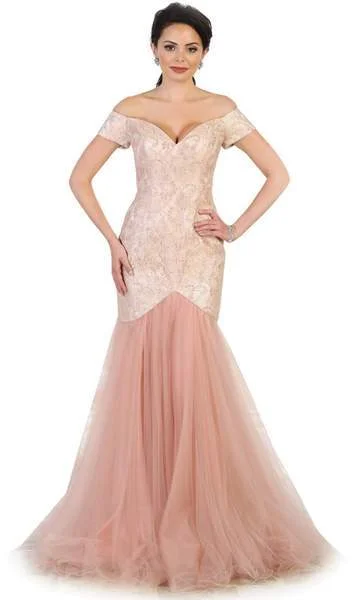 Special Price May Queen - V-neck/Off-Shoulder Mermaid Evening Dress MQ1495 - 1 pc Burgundy in Size 6 Available Special Price May Queen - V-neck/Off-Shoulder Mermaid Evening Dress MQ1495 - 1 pc Burgundy in Size 6 Available