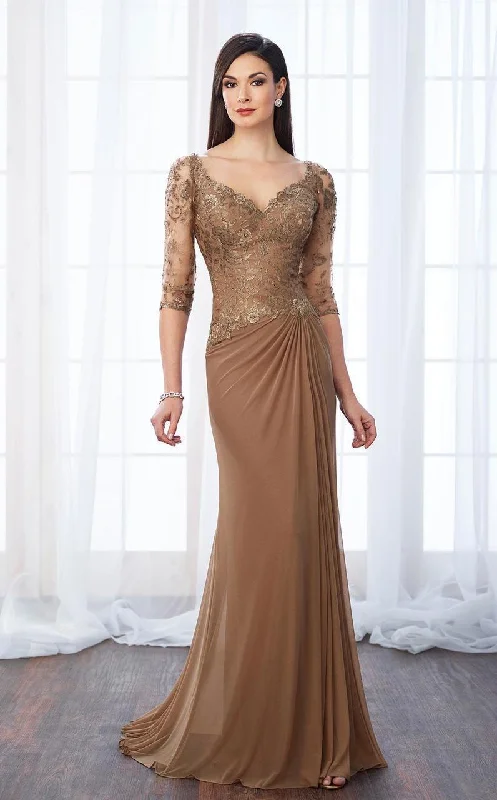 Price Rollback Mon Cheri Classy Lace and Mesh Gown 217646