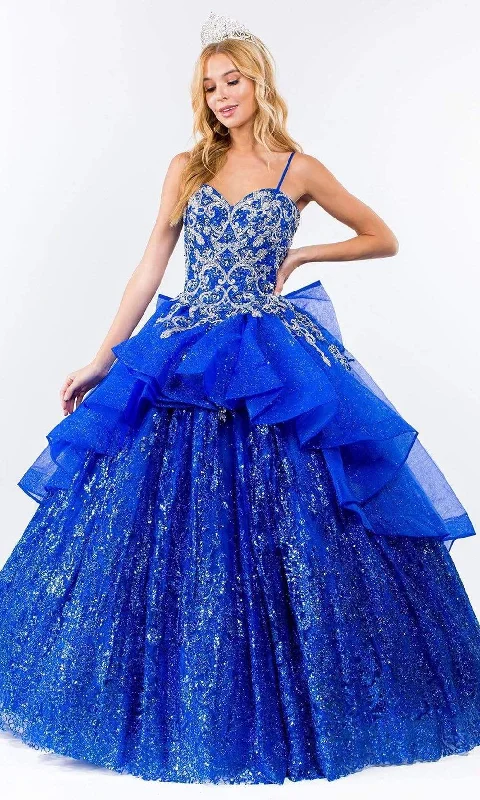 Markdowns Elizabeth K - GL1927 Glitter Bow-Ornate Draped Ballgown