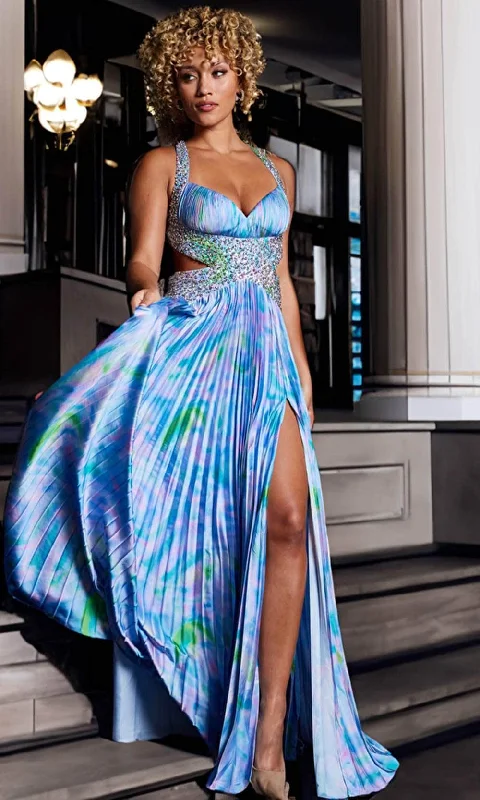 Act Now Jovani 38722 -  Print Detail Satin Sheath Gown
